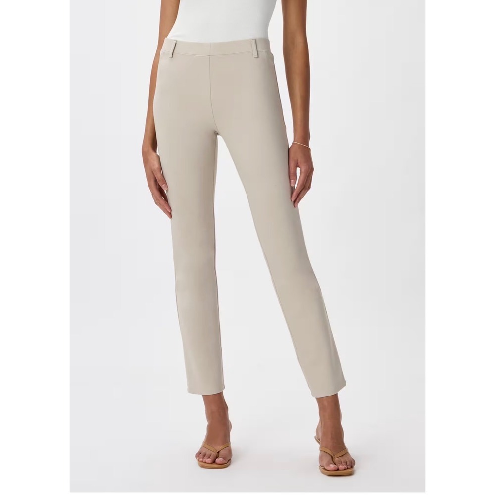 Quince Ultra-Stretch Ponte Straight Leg Pants Ecru Beige Small 276